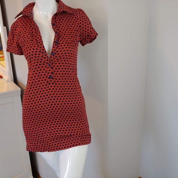 Womens 6 H&M dress collared short sleeve orange - Picture 3 of 8